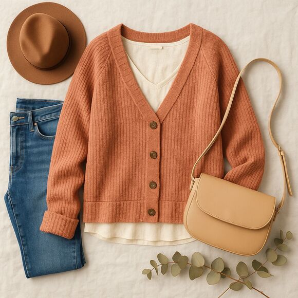 Two by Vince Camuto Rust Textured Knit Cardigan Women’s XXL Boho Fall Sweater - Picture 2 of 11